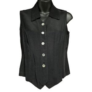 Decade Designs Black Sleeveless Button Shirt Blouse Women’s Size 6